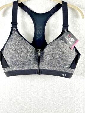 Victoria's Secret VSX Incredible Front Close Sports Bra 36B Black NWT Workout